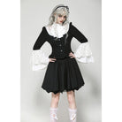 Darkinlove Women's Gothic Flared Sleeved Lace Splice Shirt