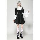 Darkinlove Women's Gothic Flared Sleeved Lace Splice Shirt