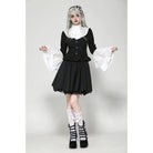 Darkinlove Women's Gothic Flared Sleeved Lace Splice Shirt