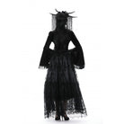 Darkinlove Women's Gothic Flared Sleeved Lace Splice Velvet Shirt