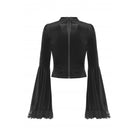 Darkinlove Women's Gothic Flared Sleeved Lace Splice Velvet Shirt