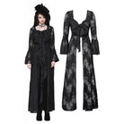 Darkinlove Women's Gothic Flared Sleeved Lace-up Lace Long Jacket