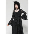 Darkinlove Women's Gothic Flared Sleeved Lace-up Lace Long Jacket