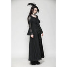 Darkinlove Women's Gothic Flared Sleeved Lace-up Lace Long Jacket