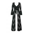 Darkinlove Women's Gothic Flared Sleeved Lace-up Lace Long Jacket