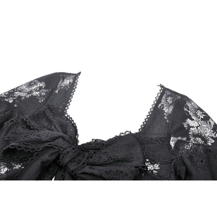 Darkinlove Women's Gothic Flared Sleeved Lace-up Lace Long Jacket