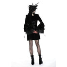 Darkinlove Women's Gothic Flared Sleeved Lace Velvet Dress