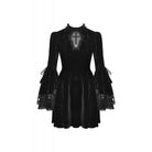 Darkinlove Women's Gothic Flared Sleeved Lace Velvet Dress