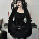 Darkinlove Women's Gothic Flared Sleeved Layered Velvet Dress