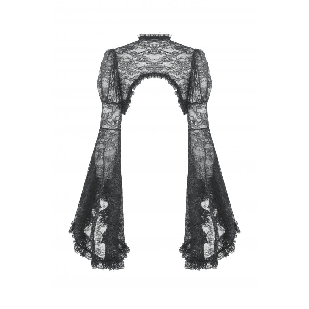 Darkinlove Women's Gothic Flared Sleeved Ruffled Lace Cape