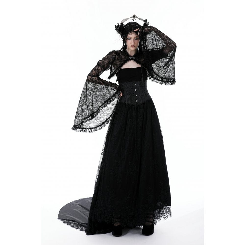 Darkinlove Women's Gothic Flared Sleeved Ruffled Lace Cape