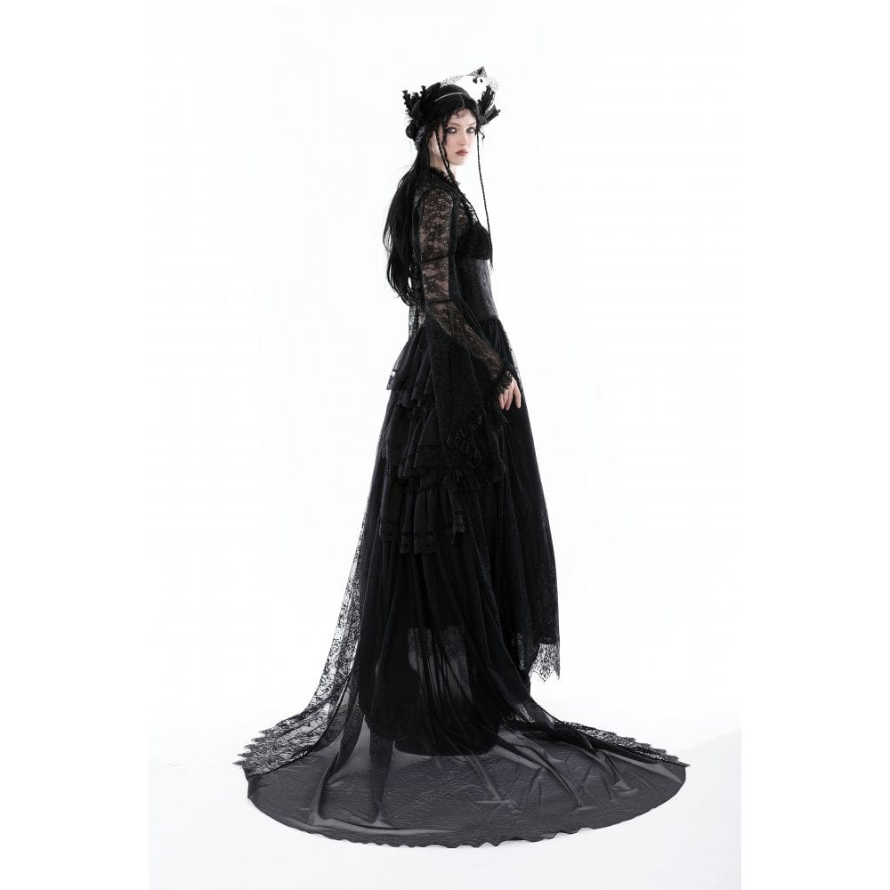 Darkinlove Women's Gothic Flared Sleeved Ruffled Lace Cape