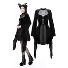 Darkinlove Women's Gothic Flared Sleeved Spider Mesh Splice Velvet Dress