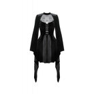 Darkinlove Women's Gothic Flared Sleeved Spider Mesh Splice Velvet Wedding Dress