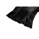 Darkinlove Women's Gothic Floral Applique Ruched Bell Sleeve Velvet Blouse