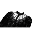 Darkinlove Women's Gothic Floral Applique Ruched Bell Sleeve Velvet Blouse
