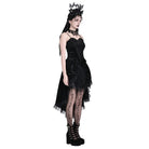 Darkinlove Women's Gothic Floral Butterfly Lace Splice Velvet Crop Top