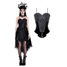 Darkinlove Women's Gothic Floral Butterfly Lace Splice Velvet Crop Top