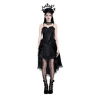 Darkinlove Women's Gothic Floral Butterfly Lace Splice Velvet Crop Top