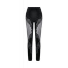 Darkinlove Women's Gothic Floral Decal Mesh Patchwork Velvet Leggings