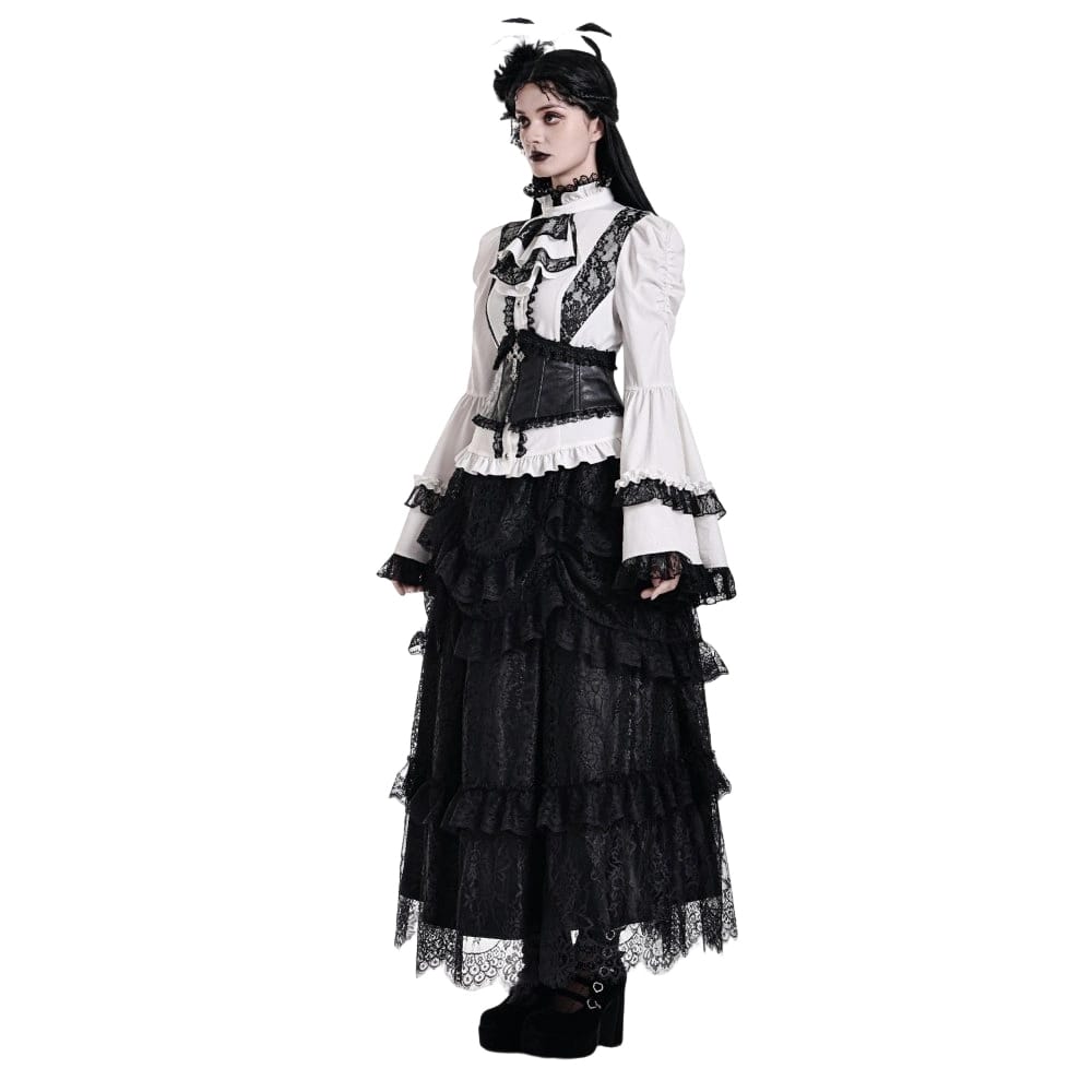 Darkinlove Women's Gothic Floral Embossed Lace Trim Underbust Corset