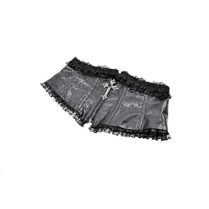 Darkinlove Women's Gothic Floral Embossed Lace Trim Underbust Corset