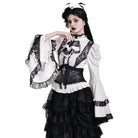 Darkinlove Women's Gothic Floral Embossed Lace Trim Underbust Corset