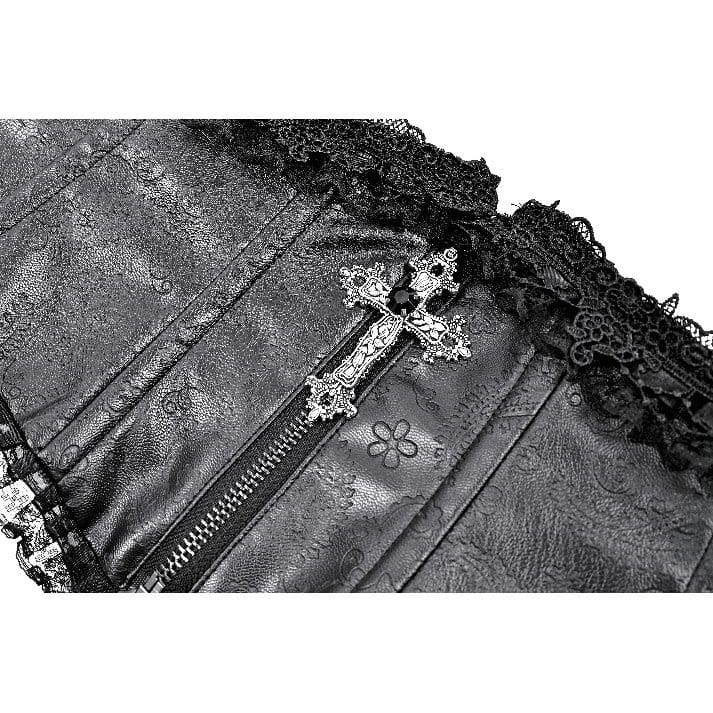Darkinlove Women's Gothic Floral Embossed Lace Trim Underbust Corset