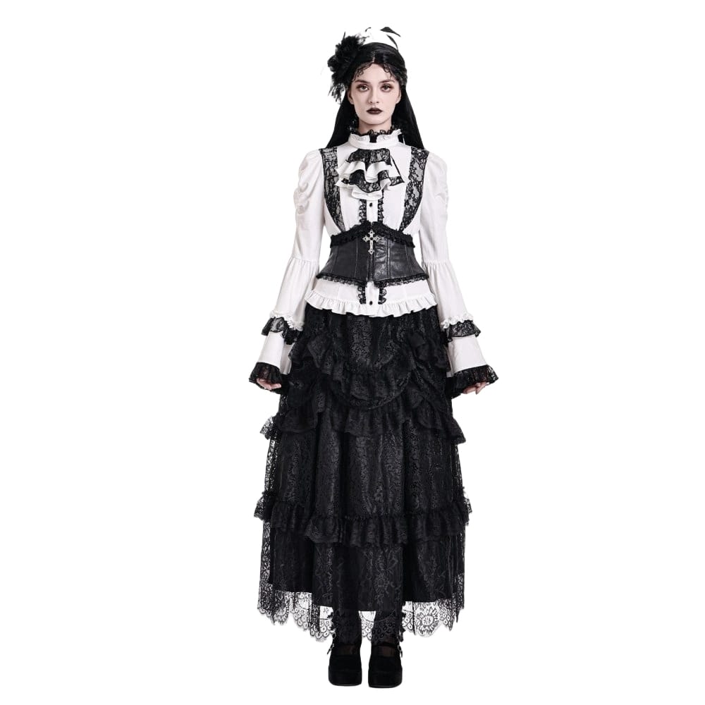 Darkinlove Women's Gothic Floral Embossed Lace Trim Underbust Corset