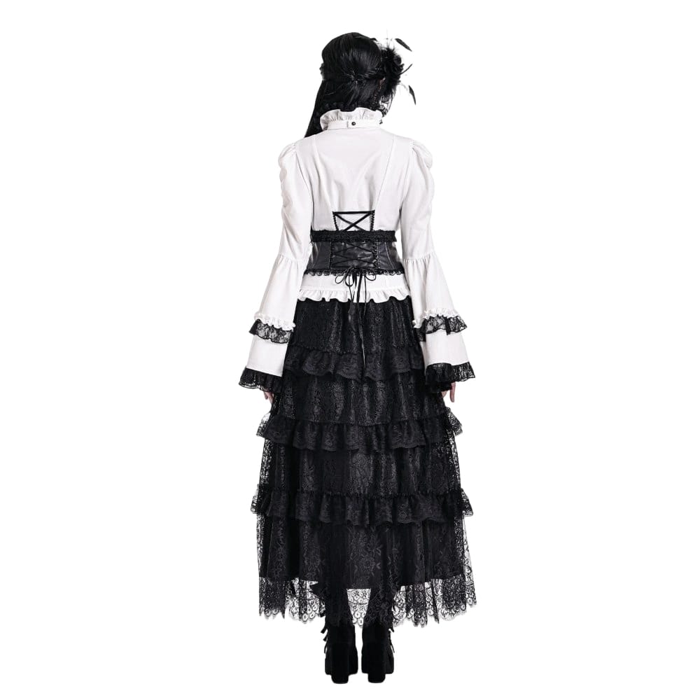 Darkinlove Women's Gothic Floral Embossed Lace Trim Underbust Corset