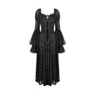 Darkinlove Women's Gothic Floral Embroidered Diamante Flared Sleeved Maxi Dress