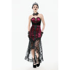 Darkinlove Women's Gothic Floral Embroidered High/Low Lace Maxi Skirt