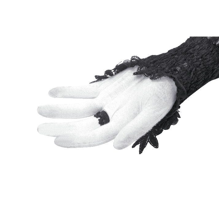 Darkinlove Women's Gothic Floral Embroidered Lace Fingerless Gloves