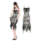 Darkinlove Women's Gothic Floral Embroidered Lace Irregular Hem Slip Dress