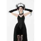 Darkinlove Women's Gothic Floral Embroidered Lace-up Slip Dress