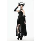 Darkinlove Women's Gothic Floral Embroidered Lace-up Slip Dress