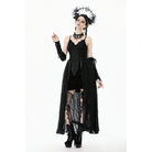 Darkinlove Women's Gothic Floral Embroidered Lace-up Slip Dress