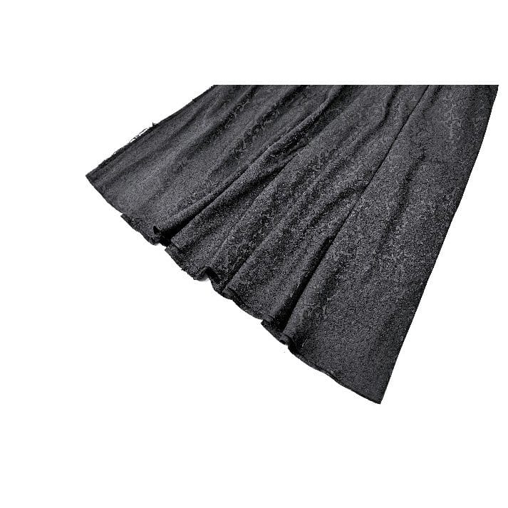 Darkinlove Women's Gothic Floral Embroidered Layered lace Ruffle Jacquard Maxi Skirt