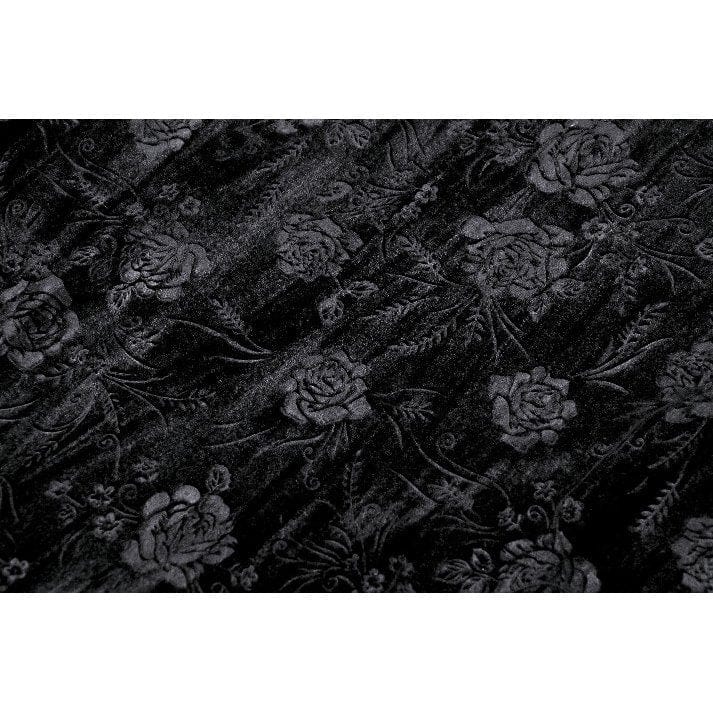 Darkinlove Women's Gothic Floral Embroidered Mesh Splice Velvet Gown Dress