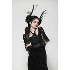 Darkinlove Women's Gothic Floral Embroidered Ruffled Lace Gloves