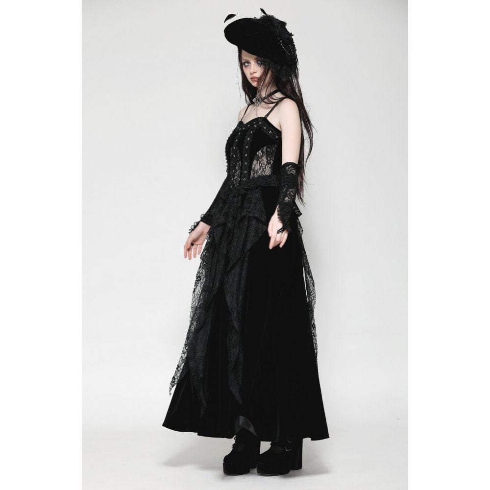 Darkinlove Women's Gothic Floral Embroidered Ruffled Lace Gloves