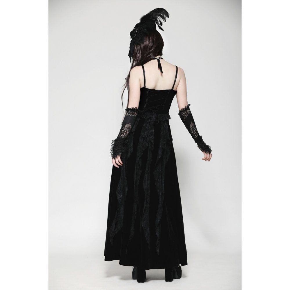 Darkinlove Women's Gothic Floral Embroidered Ruffled Lace Gloves