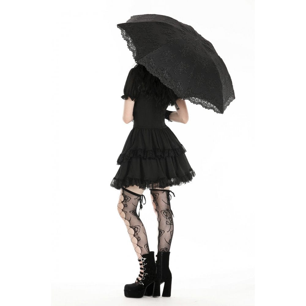 Darkinlove Women's Gothic Floral Embroidered Umbrella