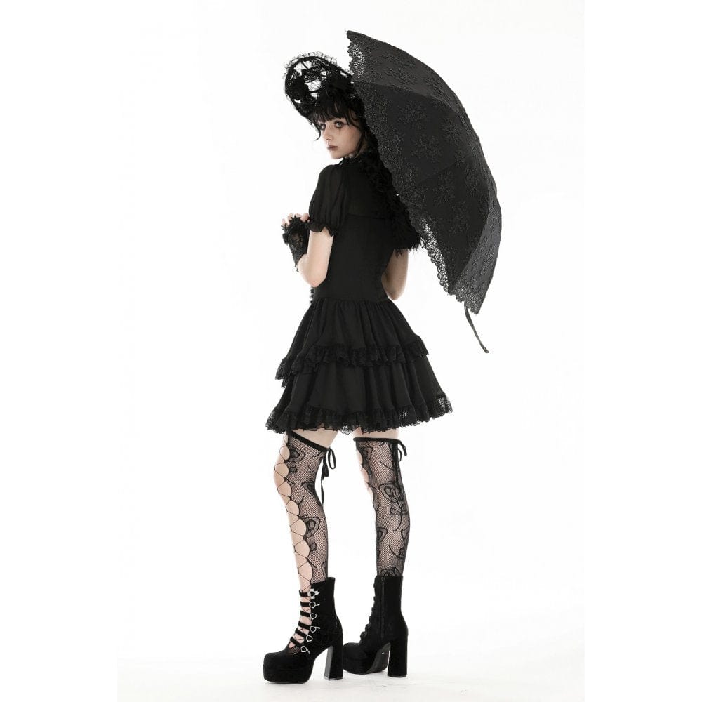 Darkinlove Women's Gothic Floral Embroidered Umbrella