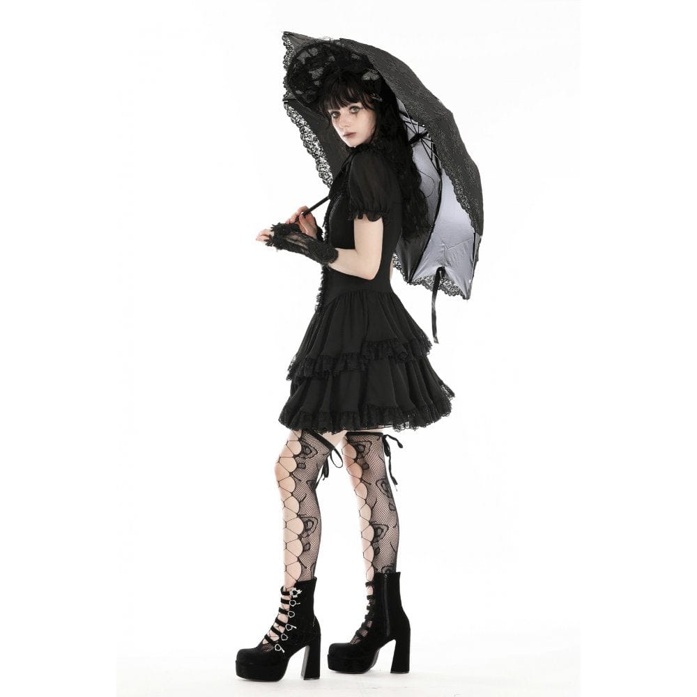 Darkinlove Women's Gothic Floral Embroidered Umbrella