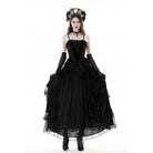 Darkinlove Women's Gothic Floral Embroidered Velvet Bustier