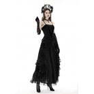 Darkinlove Women's Gothic Floral Embroidered Velvet Bustier