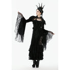 Darkinlove Women's Gothic Floral Feather Flared Sleeved Cape