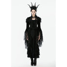 Darkinlove Women's Gothic Floral Feather Flared Sleeved Cape