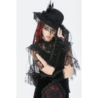 Darkinlove Women's Gothic Floral Feather Tassels Hat
